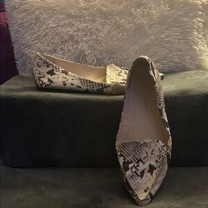 Madden Girl Beige and Black Snakeskin Loafers
